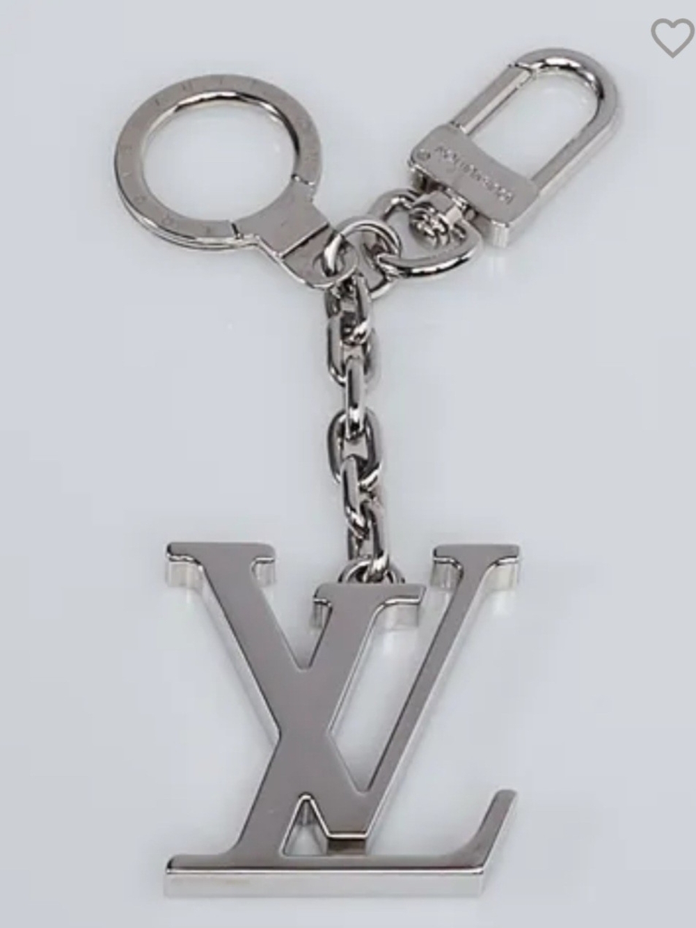 Louis Vuitton Silver-tone LV Initial Pendant Key Holder with LV Dust Bag